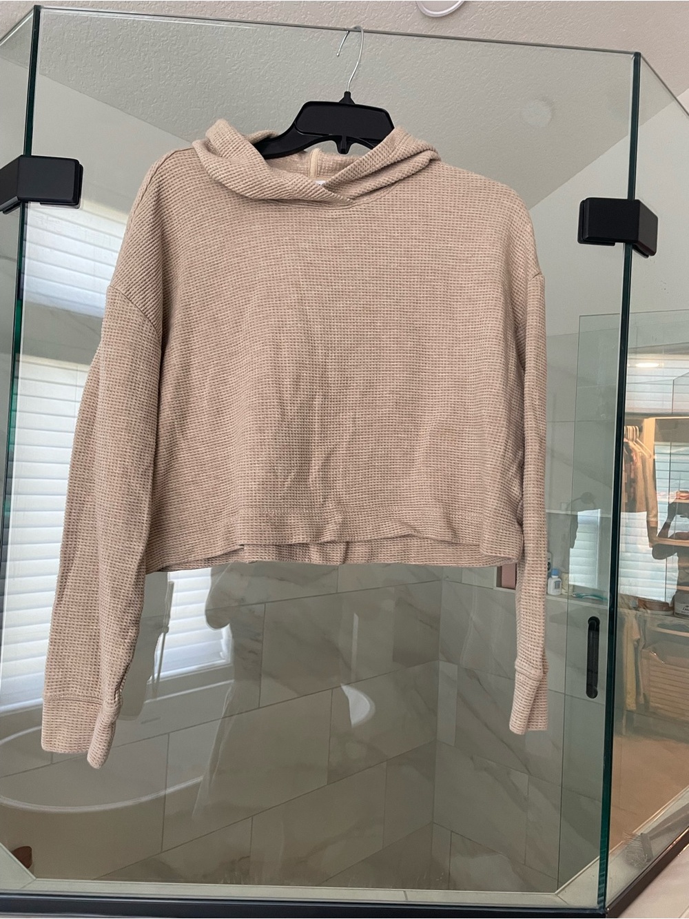 Athleta Neutral Beige Waffle Knit Hoodie